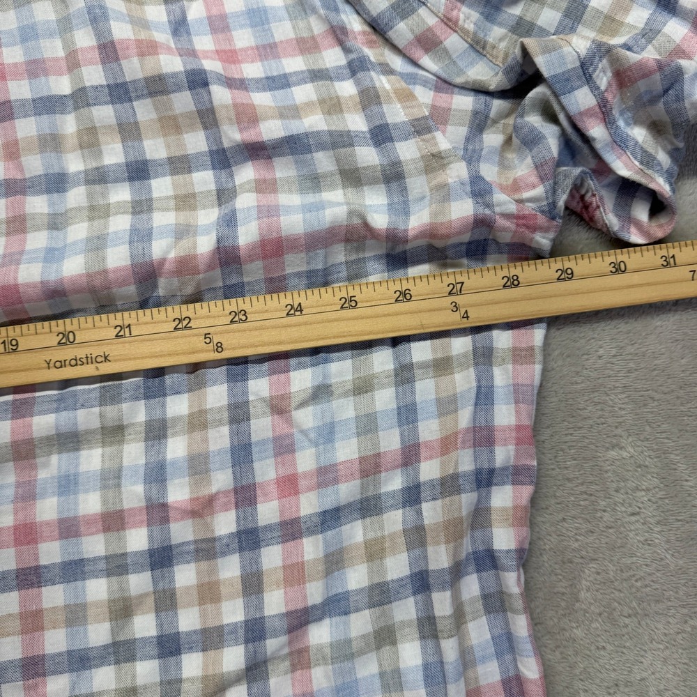 Peter Millar Shirt Men's 2XL White Button Down Shirt Plaid Checkered Long Sleeve - Picture 12 of 13